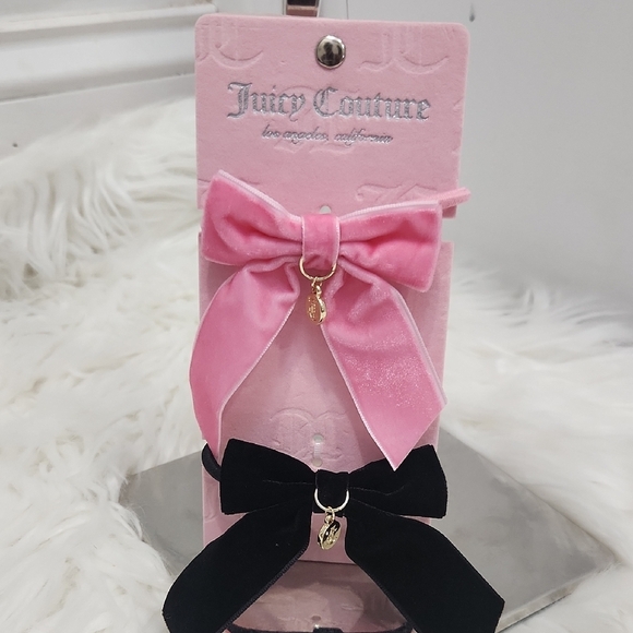 🔹️Juicy Couture🔹️ Pink and Black Hair Bow Set - Picture 1 of 1